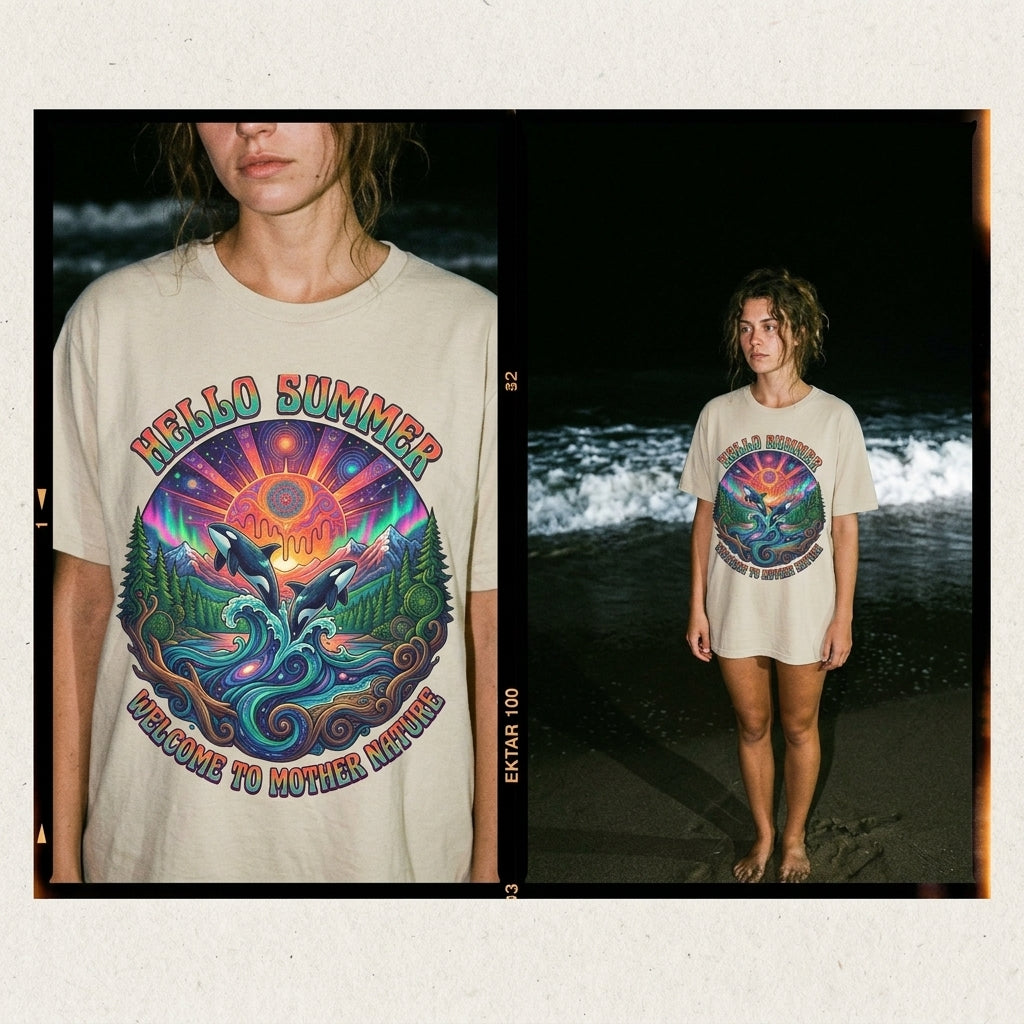 Hello Summer— Retro Orca Conservation T shirt