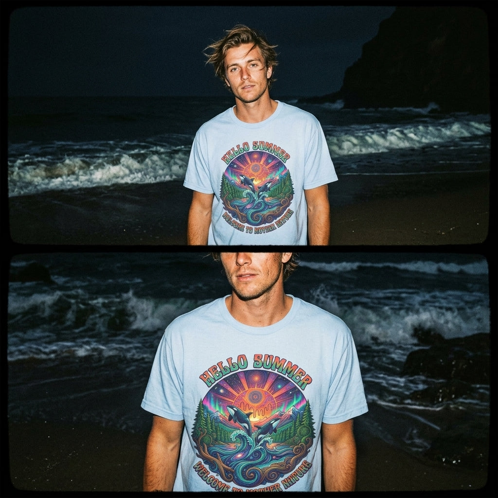 Hello Summer— Retro Orca Conservation T shirt