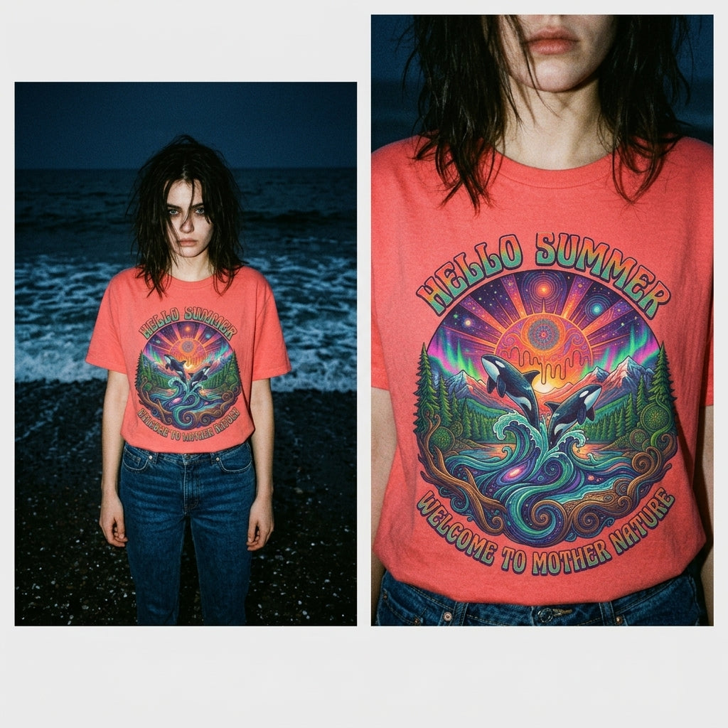 Hello Summer— Retro Orca Conservation T shirt