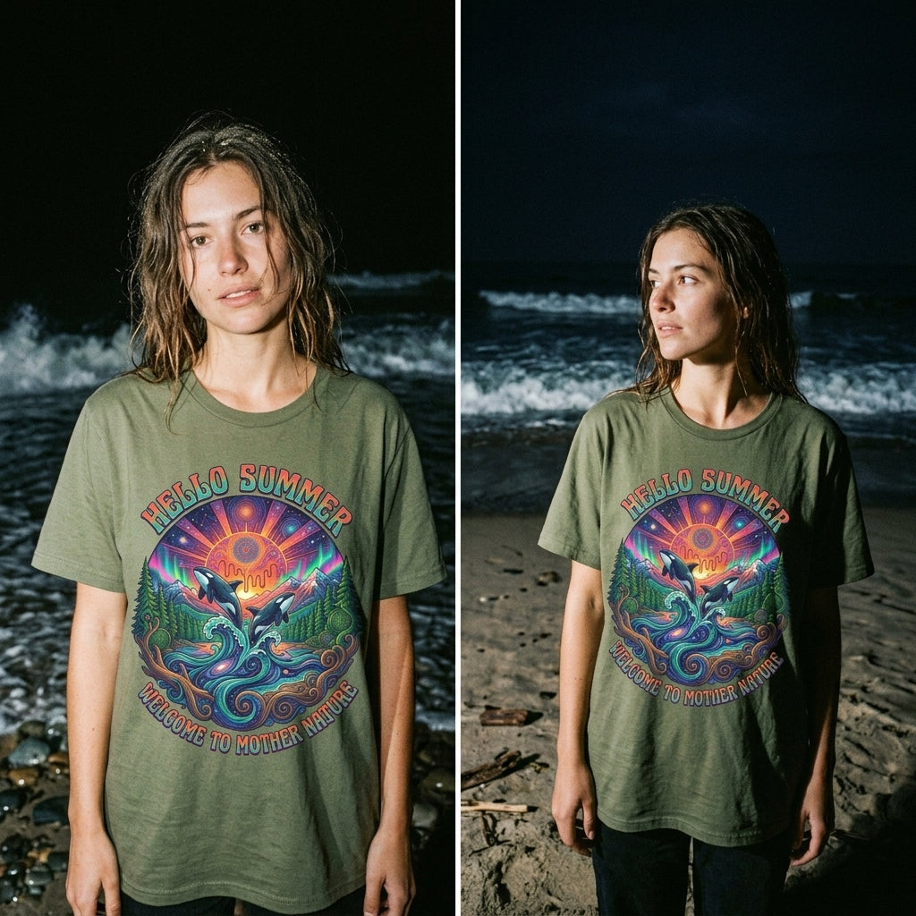 Hello Summer— Retro Orca Conservation T shirt