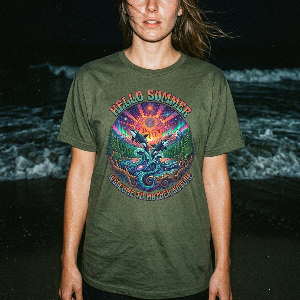 Hello Summer— Retro Orca Conservation T shirt