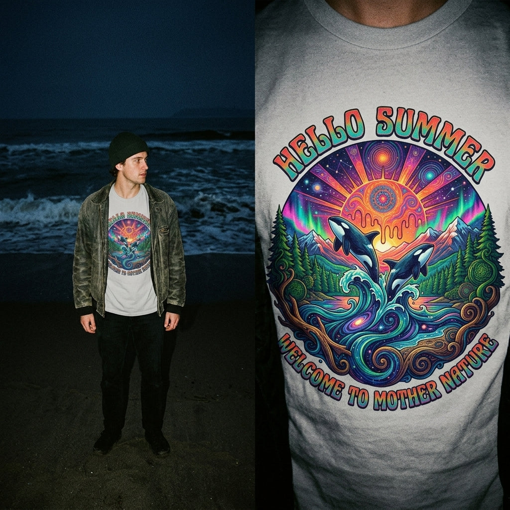 Hello Summer— Retro Orca Conservation T shirt