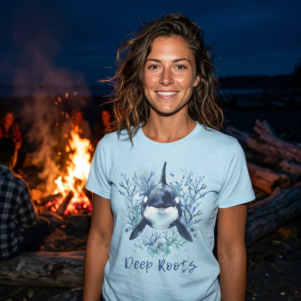 Orca 'Deep Roots' Tank Top — Ocean Whale Graphic Tank for Marine Lovers