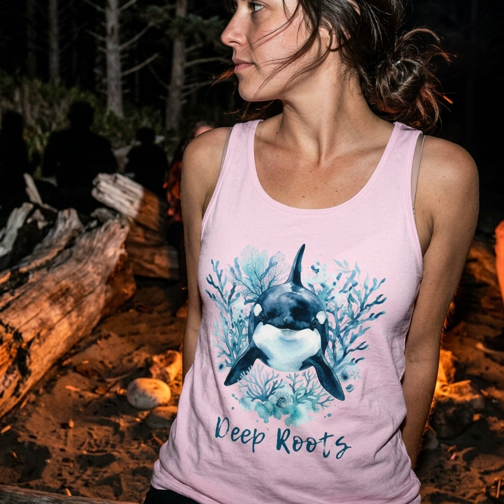 Orca 'Deep Roots' Tank Top — Ocean Whale Graphic Tank for Marine Lovers