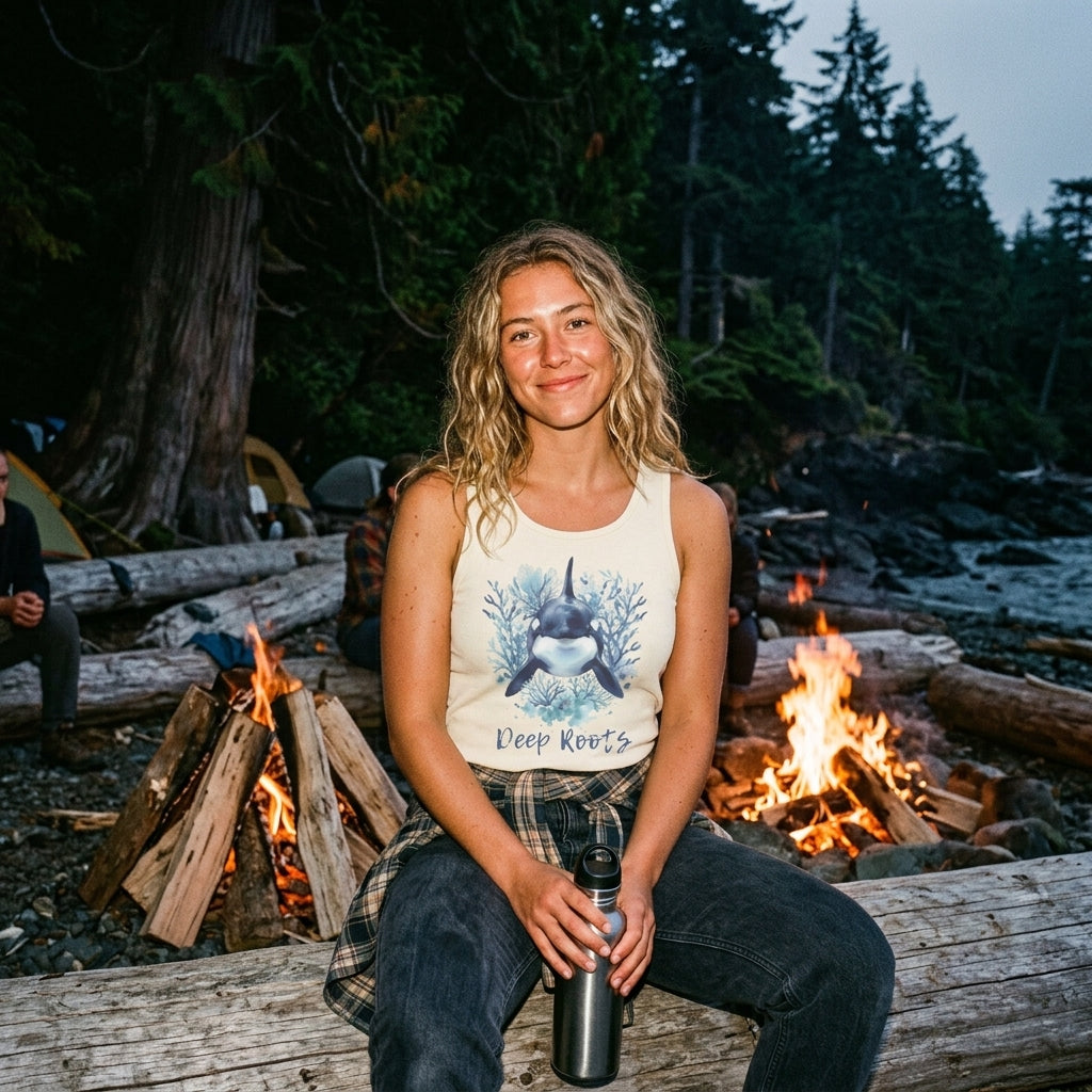 Orca 'Deep Roots' Tank Top — Ocean Whale Graphic Tank for Marine Lovers