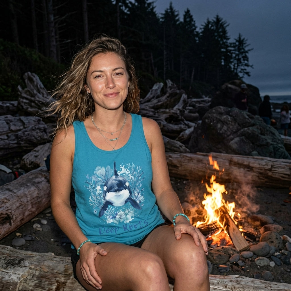 Orca 'Deep Roots' Tank Top — Ocean Whale Graphic Tank for Marine Lovers