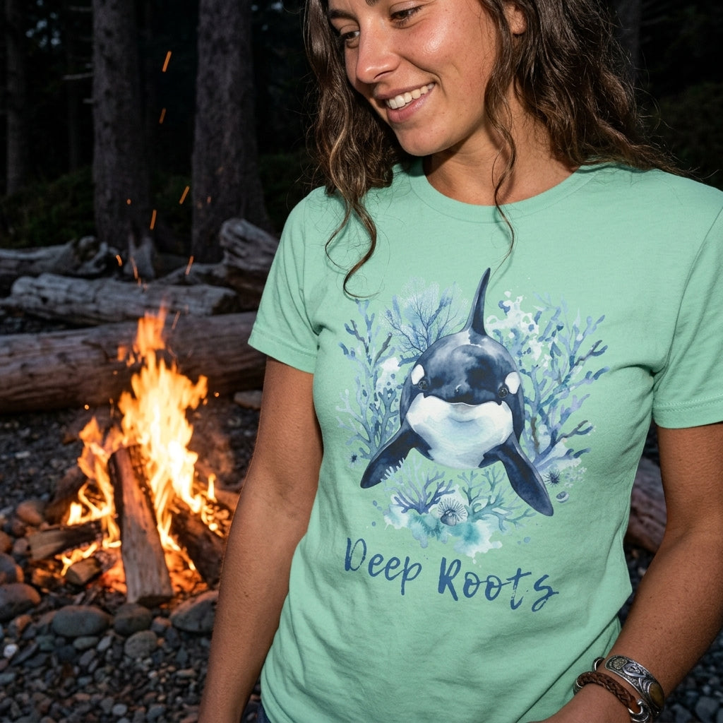 Orca 'Deep Roots' Tank Top — Ocean Whale Graphic Tank for Marine Lovers