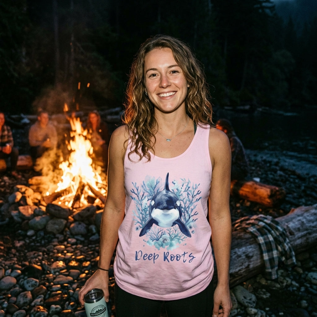 Orca 'Deep Roots' Tank Top — Ocean Whale Graphic Tank for Marine Lovers