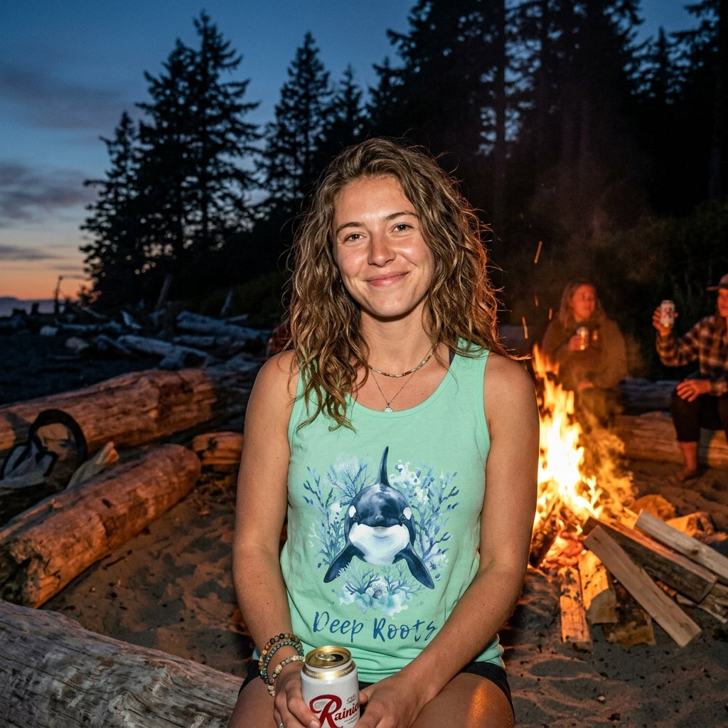 Orca 'Deep Roots' Tank Top — Ocean Whale Graphic Tank for Marine Lovers