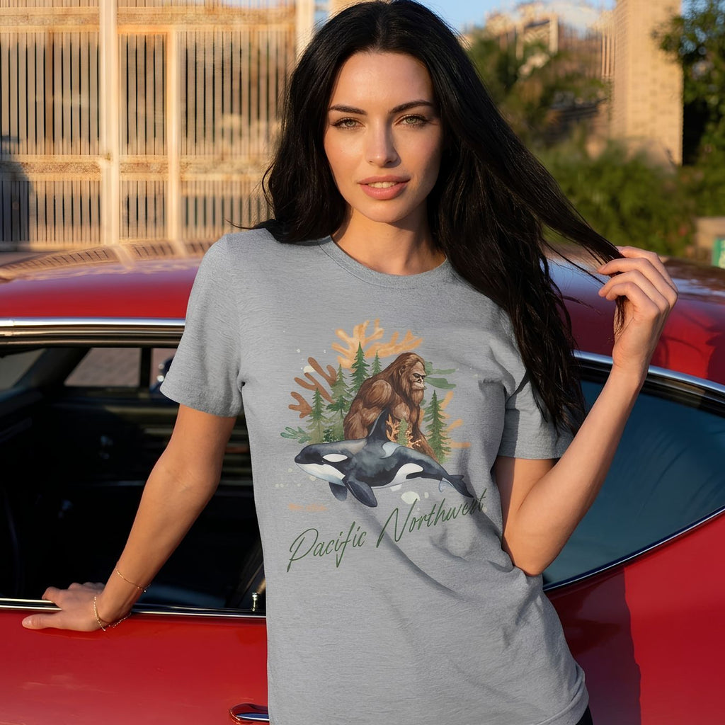 Sasquatch & Orca Graphic T-Shirt — Pacific Northwest Conservation Nature Tee
