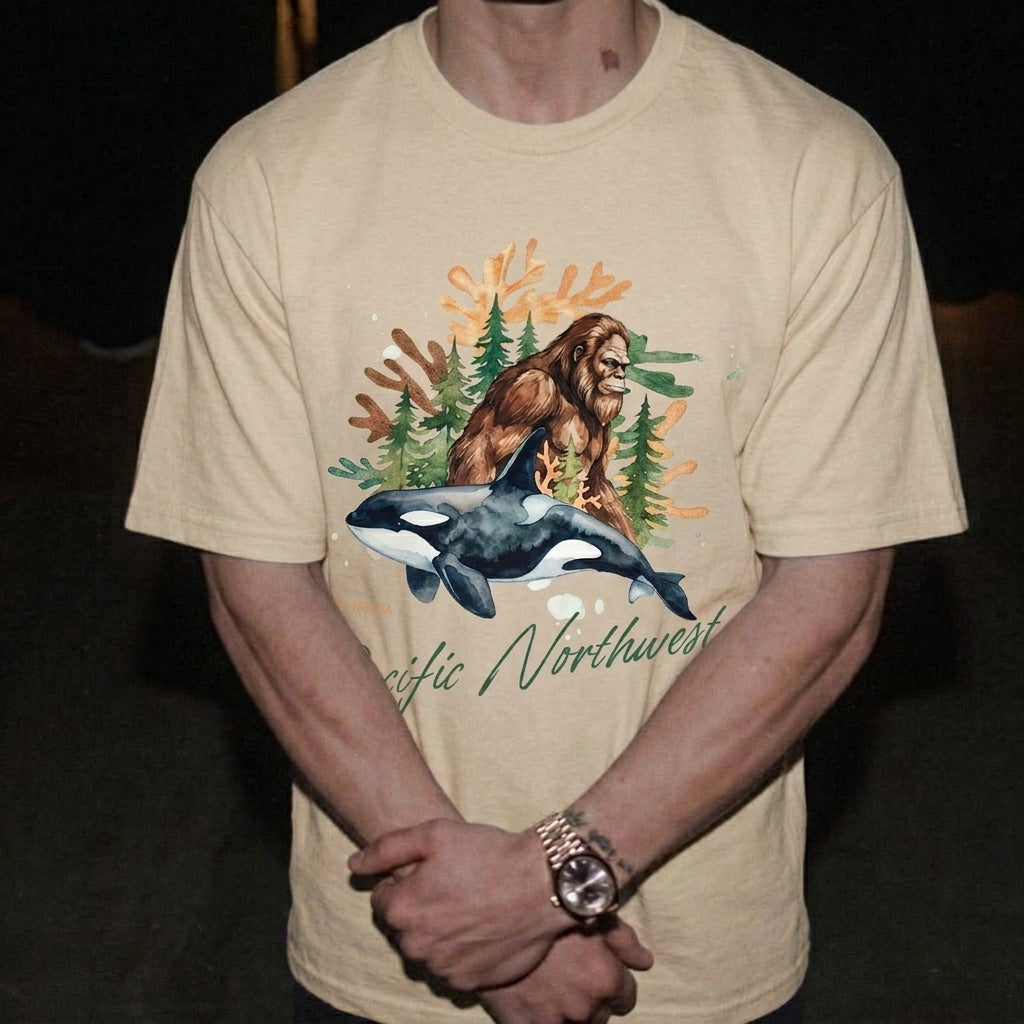 Sasquatch & Orca T-Shirt — Wildlife Conservation Nature Tee