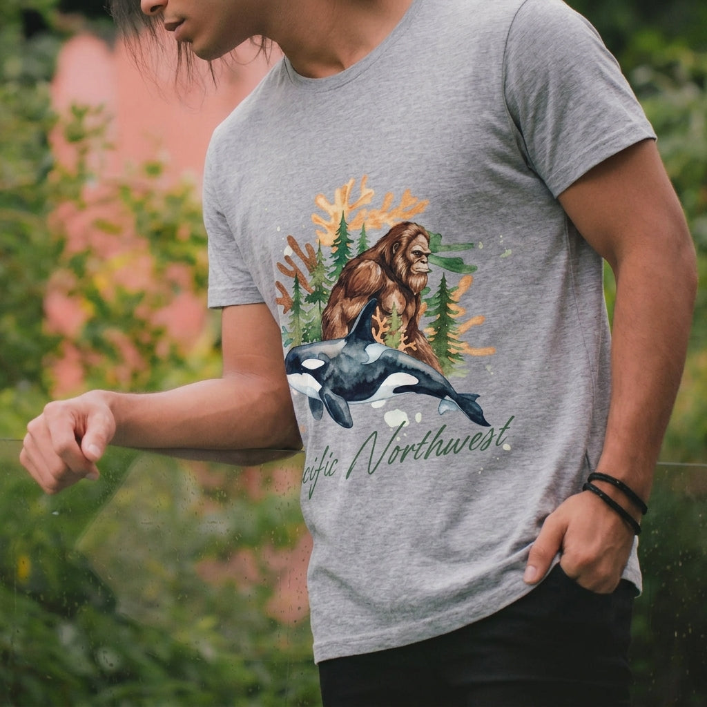 Sasquatch & Orca T-Shirt — Wildlife Conservation Nature Tee