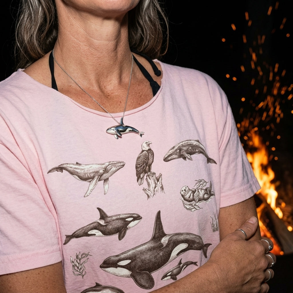 Ocean Wildlife Sketch T-Shirt — Marine Illustration Conservation Tee