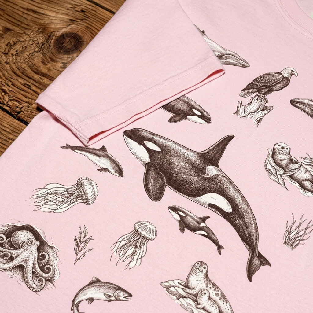 Ocean Wildlife Sketch T-Shirt — Marine Illustration Conservation Tee