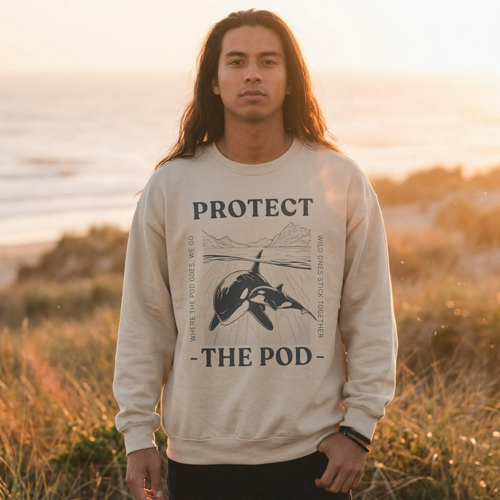 Protect The Pod Sweatshirt — Orca Vintage Nature Conservation Crewneck