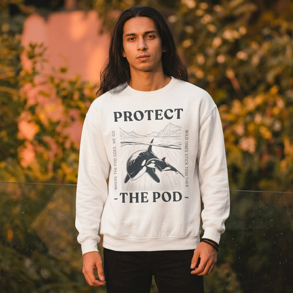 Protect The Pod Sweatshirt — Orca Vintage Nature Conservation Crewneck