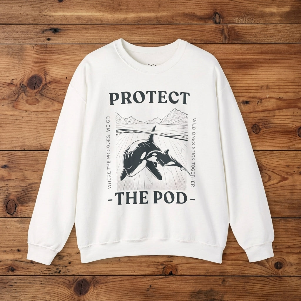 Protect The Pod Sweatshirt — Orca Vintage Nature Conservation Crewneck