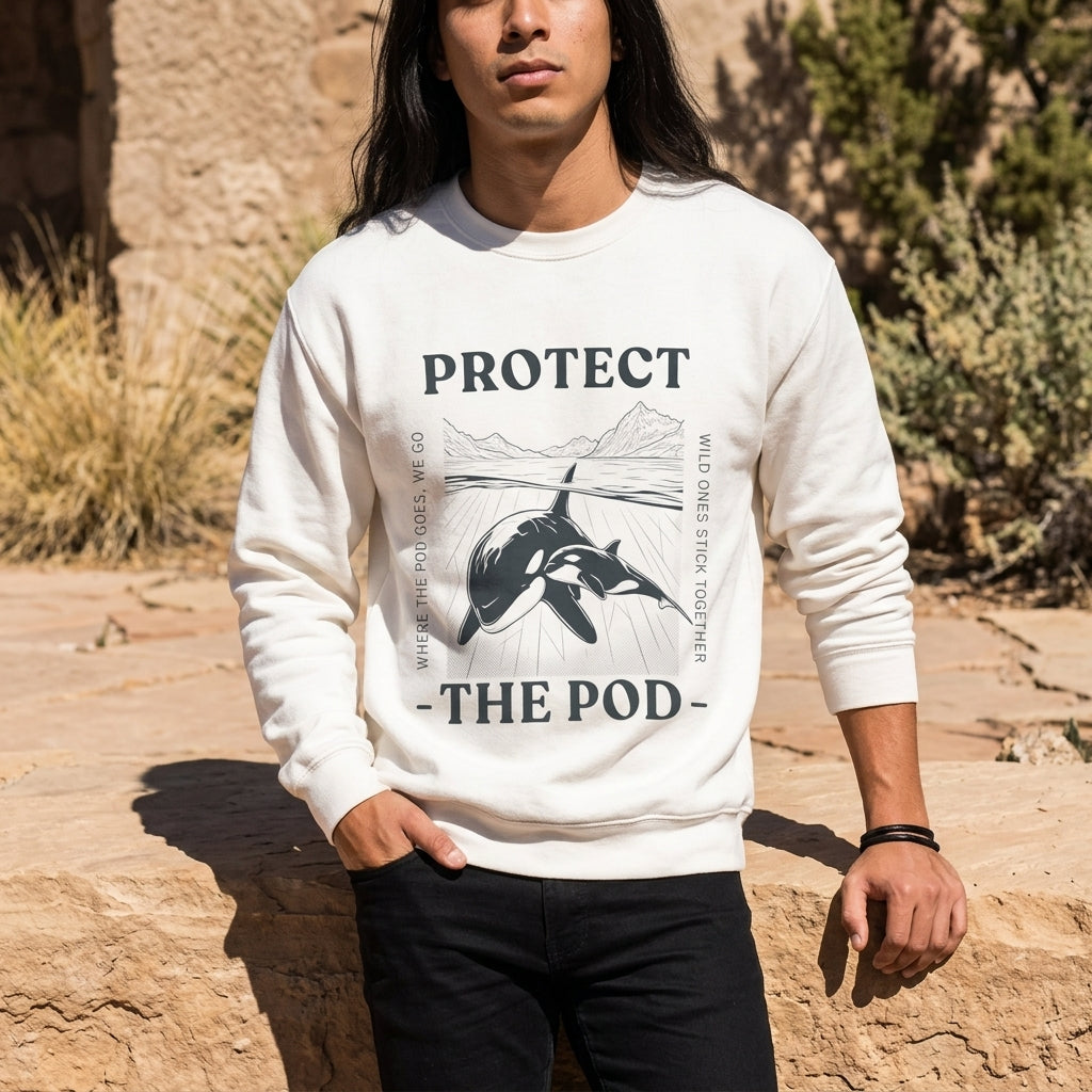Protect The Pod Sweatshirt — Orca Vintage Nature Conservation Crewneck