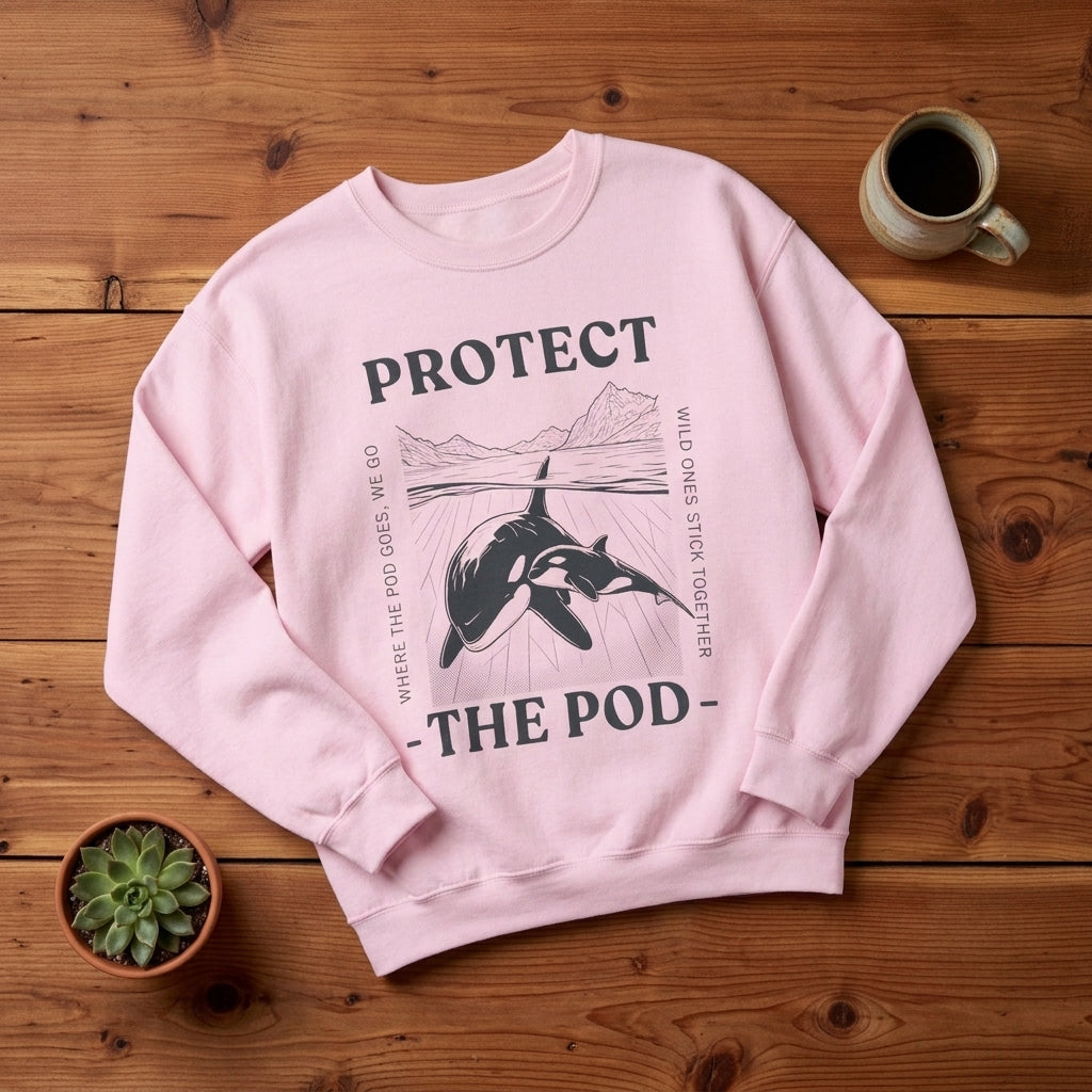 Protect The Pod Sweatshirt — Orca Vintage Nature Conservation Crewneck