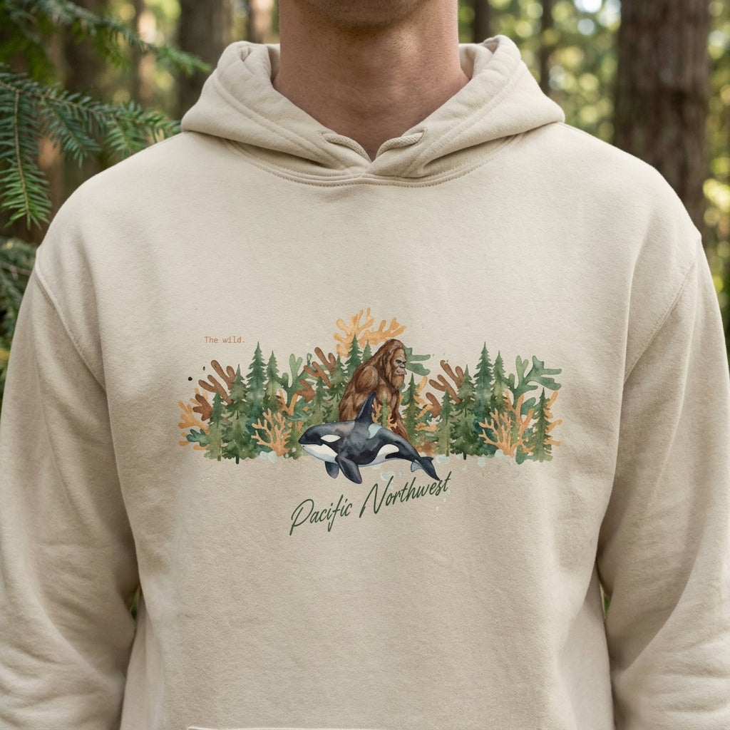 The Big Foot and Orca Pacific Northwest Hoodie
