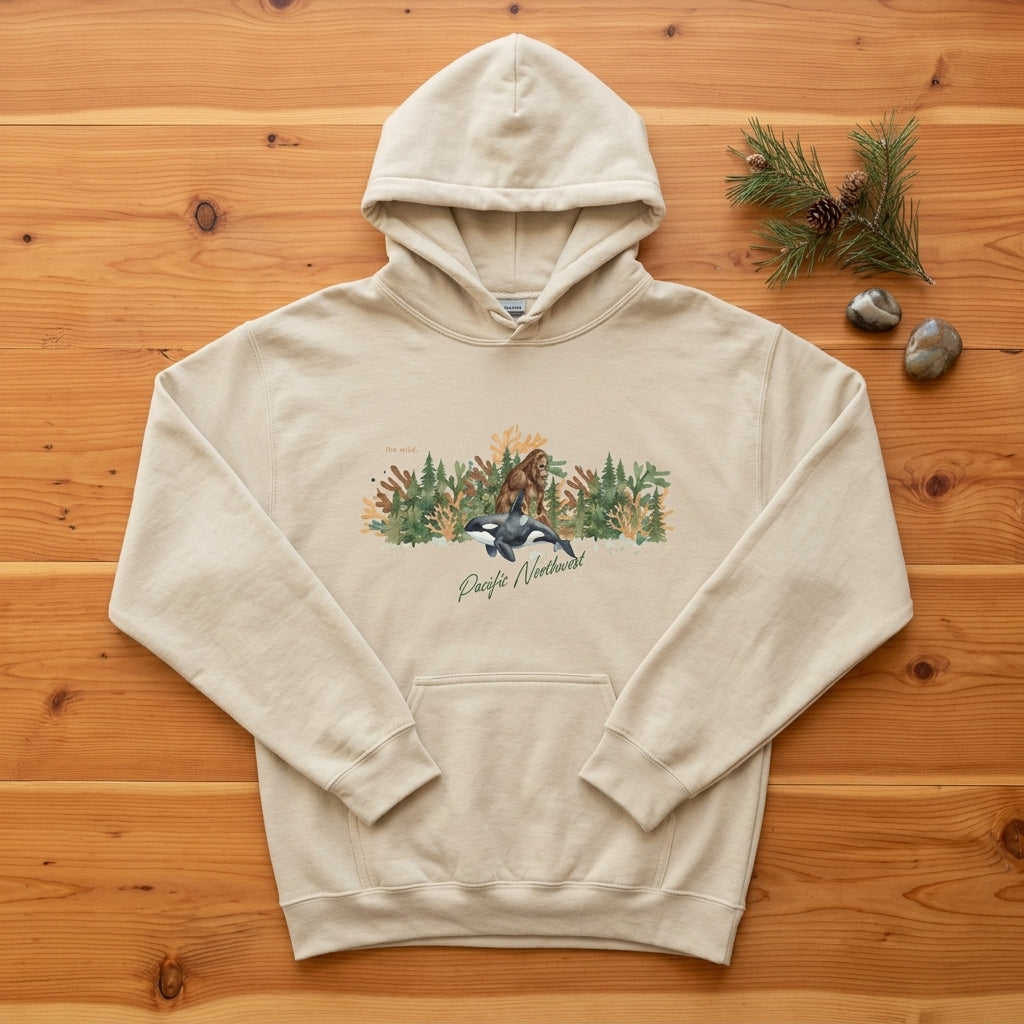 The Big Foot and Orca Pacific Northwest Hoodie