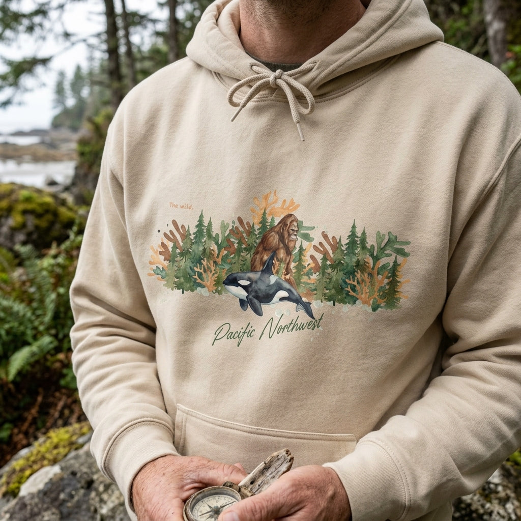 The Big Foot and Orca Pacific Northwest Hoodie