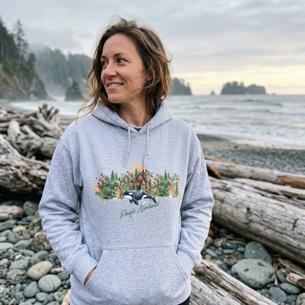 The Big Foot and Orca Pacific Northwest Hoodie