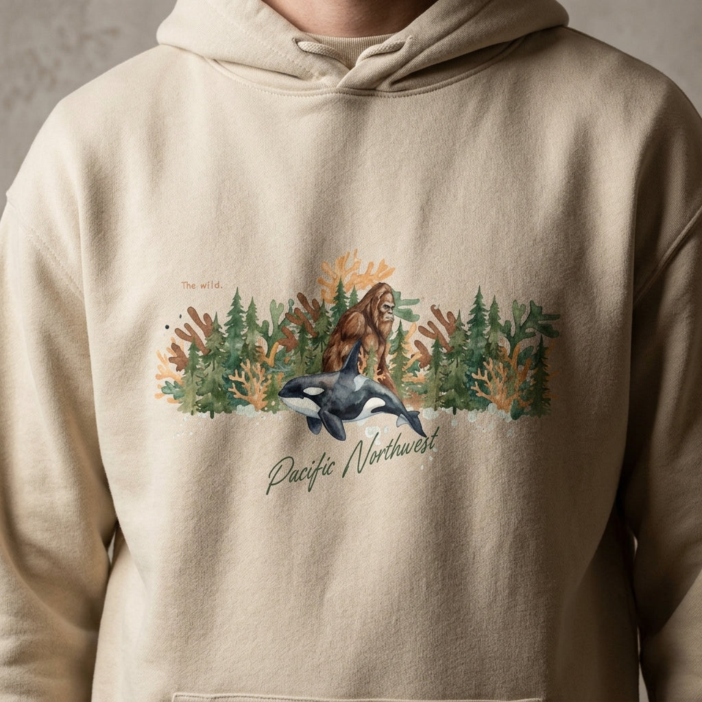 The Big Foot and Orca Pacific Northwest Hoodie