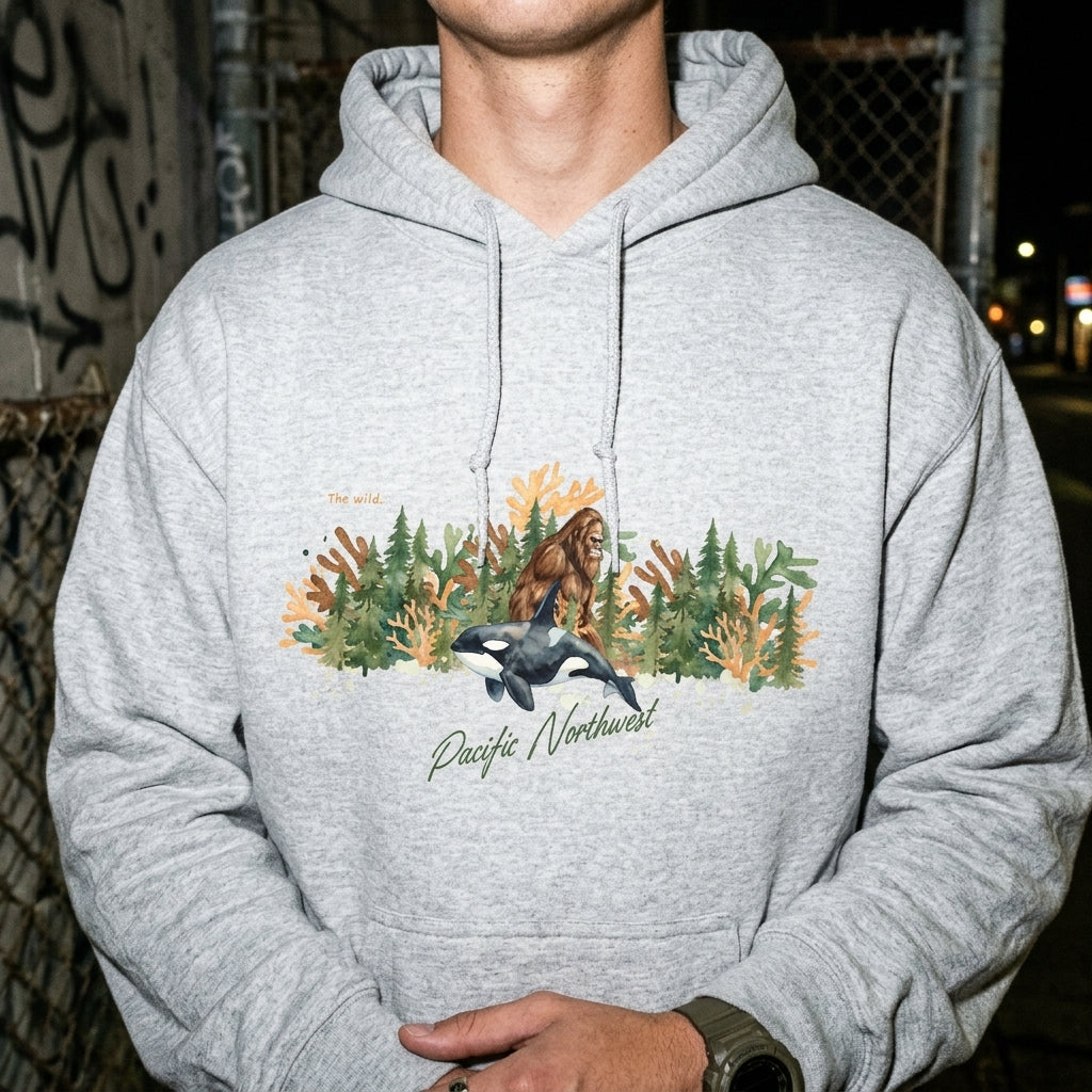 The Big Foot and Orca Pacific Northwest Hoodie