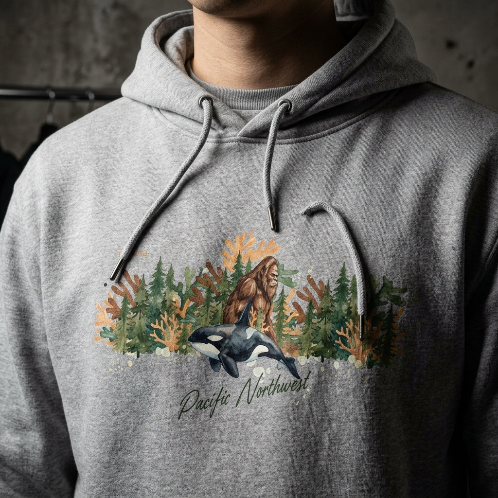 The Big Foot and Orca Pacific Northwest Hoodie