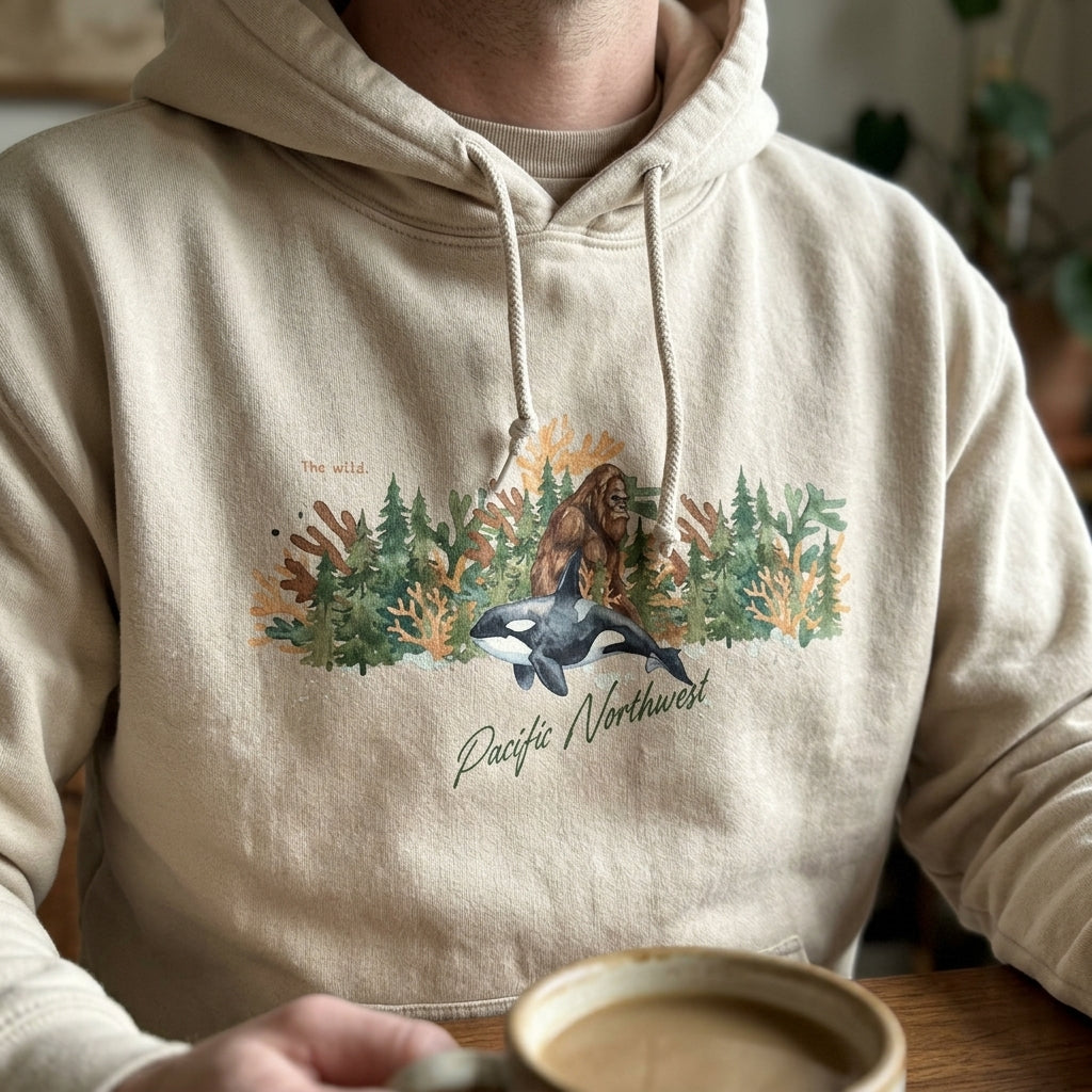 The Big Foot and Orca Pacific Northwest Hoodie