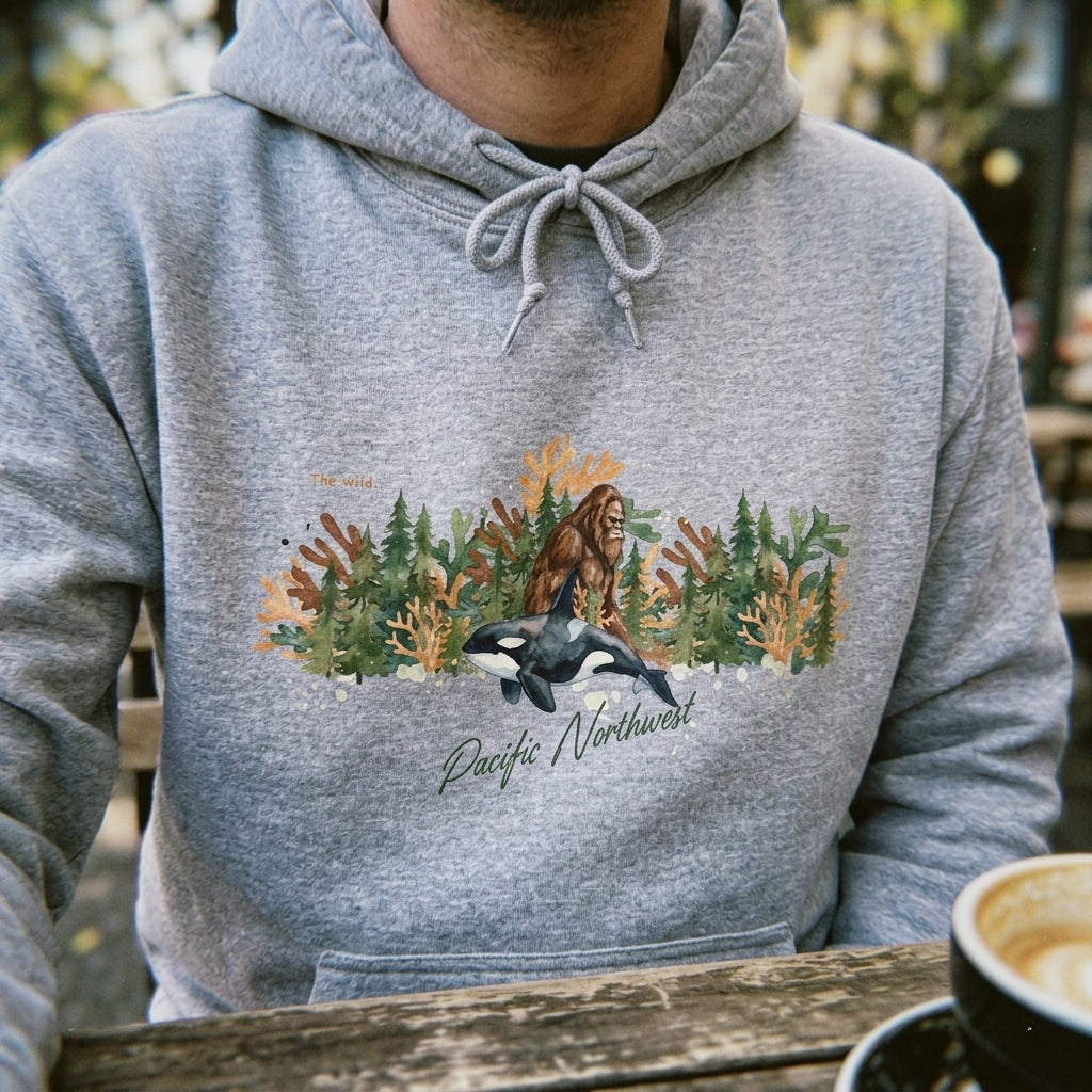 The Big Foot and Orca Pacific Northwest Hoodie