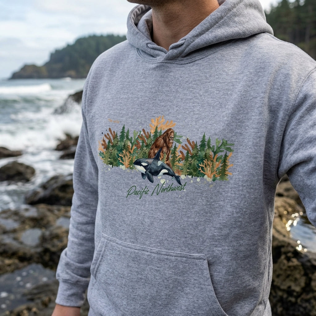The Big Foot and Orca Pacific Northwest Hoodie