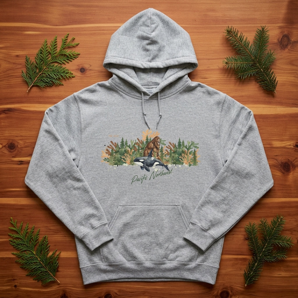 The Big Foot and Orca Pacific Northwest Hoodie