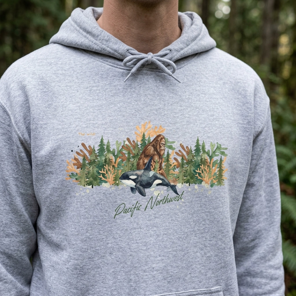 The Big Foot and Orca Pacific Northwest Hoodie