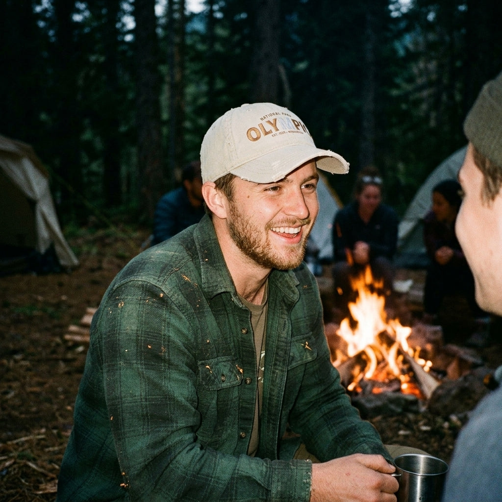 Olympic National Park Distressed Dad Hat - Embroidered Vintage Beige Cap
