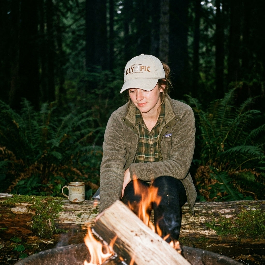 Olympic National Park Distressed Dad Hat - Embroidered Vintage Beige Cap