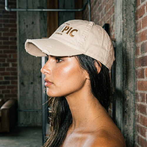 Olympic National Park Distressed Dad Hat - Embroidered Vintage Beige Cap