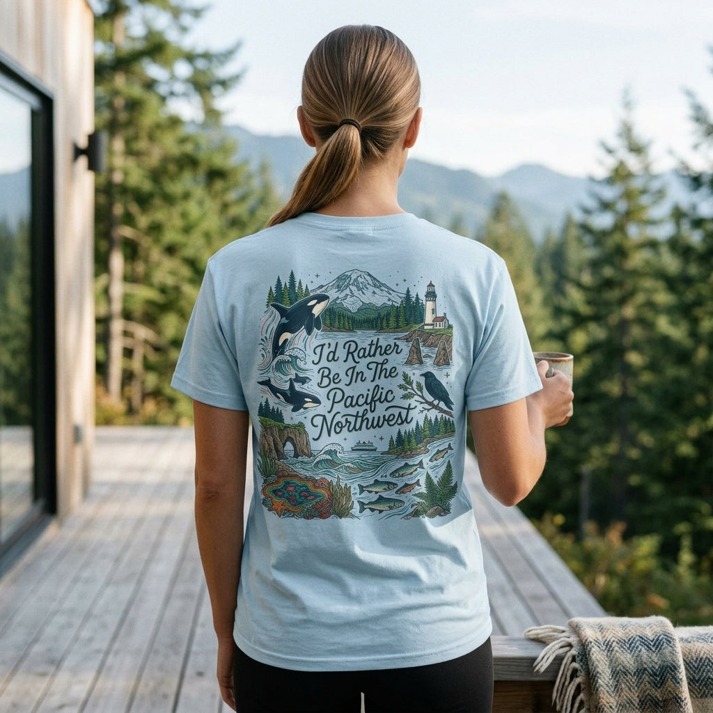"I'd Rather Be In The Pacific Northwest" Conservation Nature T‑Shirt