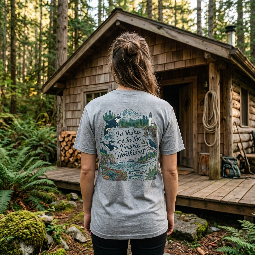 "I'd Rather Be In The Pacific Northwest" Conservation Nature T‑Shirt