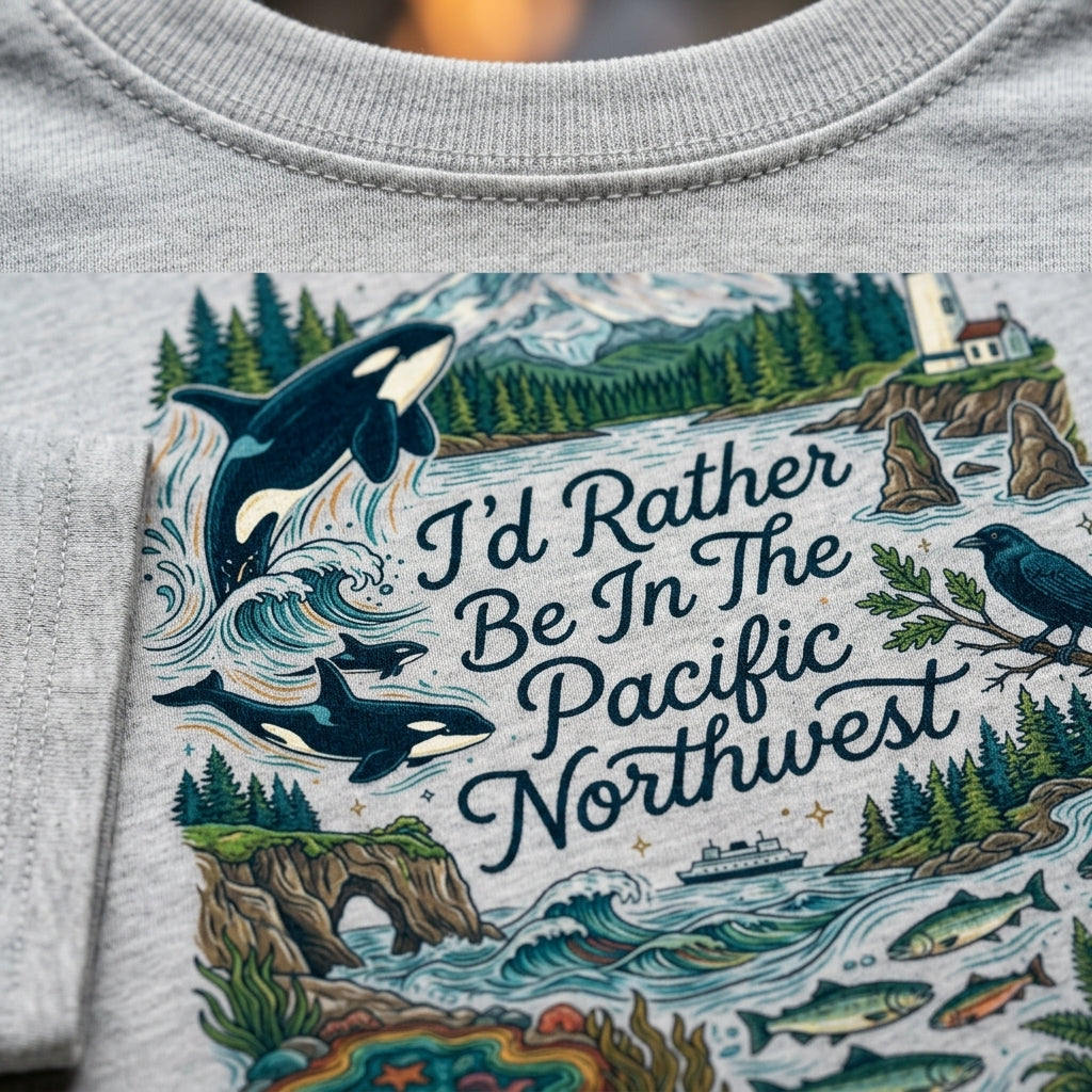 "I'd Rather Be In The Pacific Northwest" Conservation Nature T‑Shirt