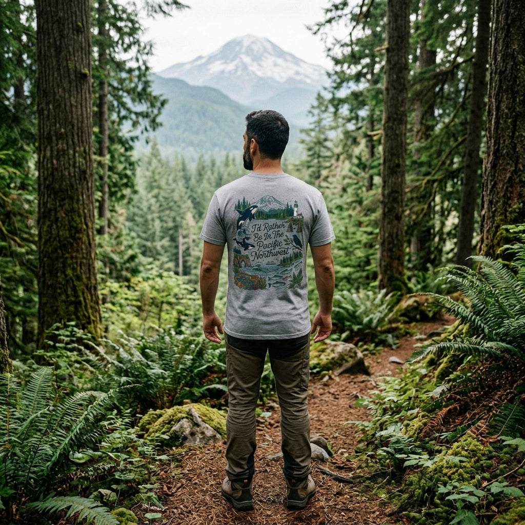 "I'd Rather Be In The Pacific Northwest" Conservation Nature T‑Shirt